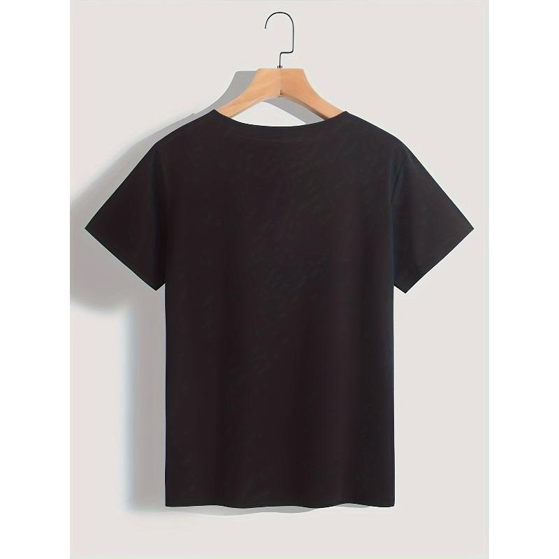 European Size Plus Size, Short Sleeve Seashell Print Crew Neck T-shirt, Summer & Spring Casual Top for Women