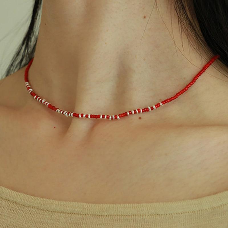 

Less is more red glass mix beads necklace free