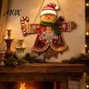 Wooden Hanging Ornaments Christmas Pendant, Cartoon Welcome Sign for Front Door, Indoor Holiday Accents Wall Decor with Cute Snowman/Bear/Penguin/Cat