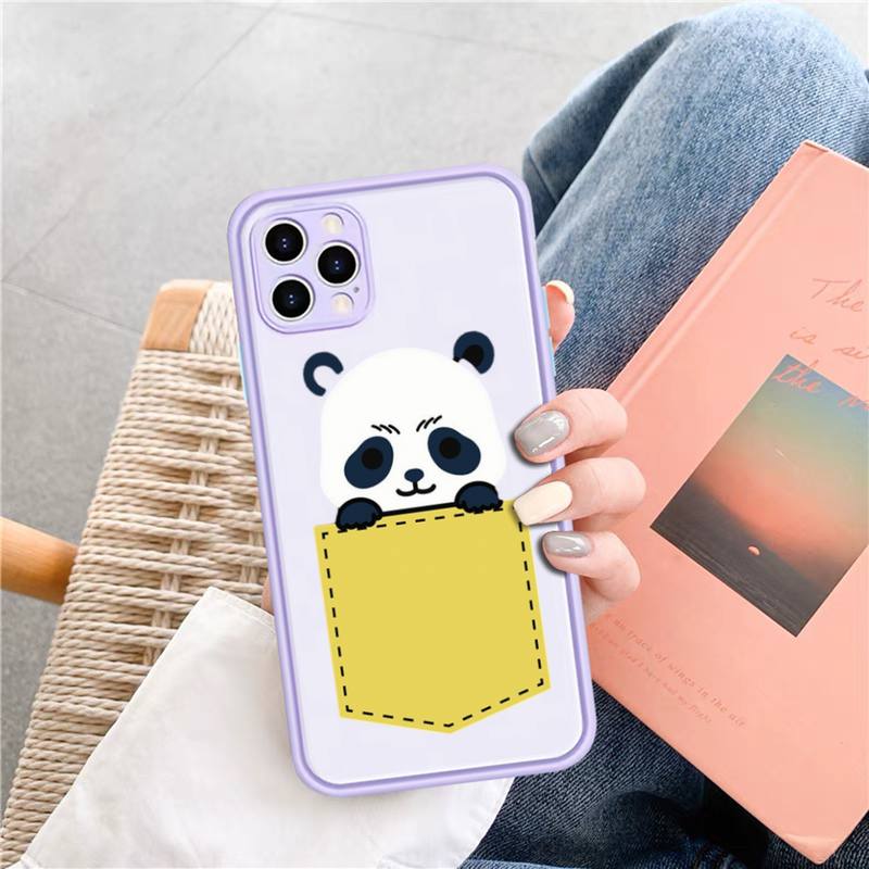 Cute Panda Phone Case for iPhone X XR XS 7 8 Plus 11 12 13 Pro MAX 13mini Translucent Matte Case