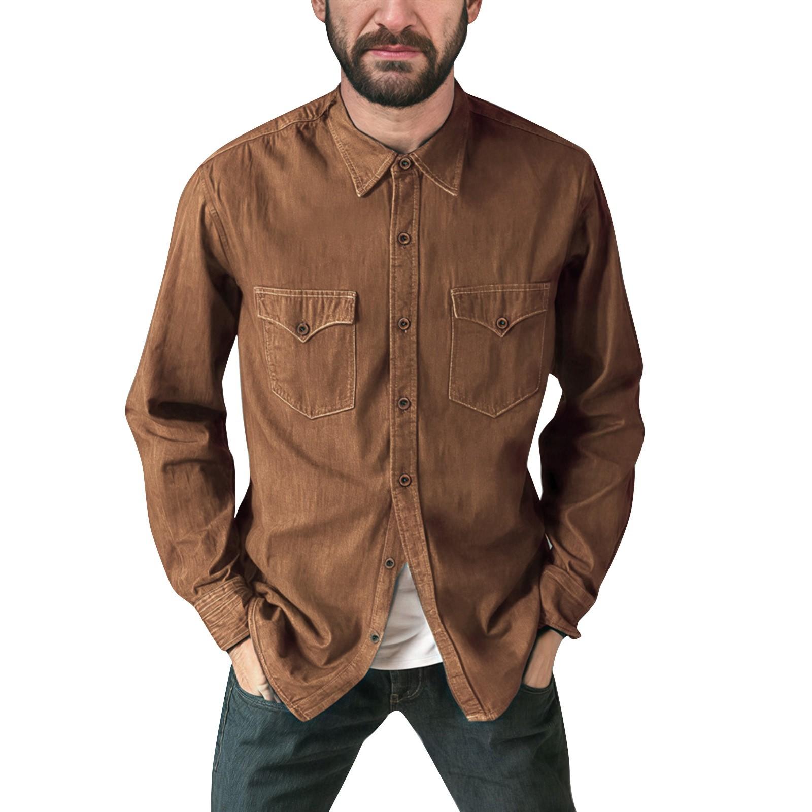 

Мужская летняя однотонная рубашка с лацканами и длинными рукавами, мужская повседневная модная рубашка с длинными рукавами XXL хаки