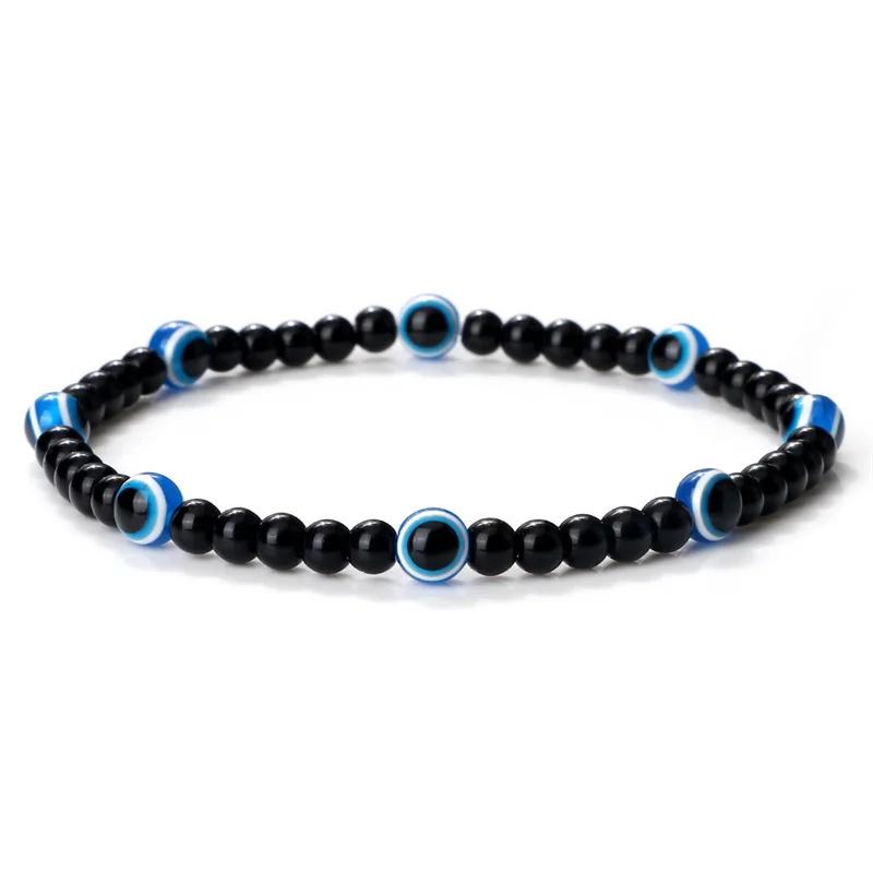 Türkisches blaues Armband mit bösen Augen, 4 mm Mini-Perlen, natürliches Tigerauge, Lavastein, Glücksarmbänder für Frauen und Männer, Schmuck, Pulseras Homme