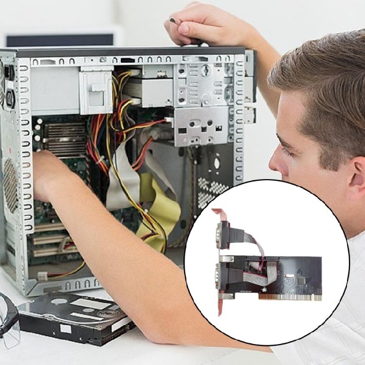 2 Port PCI Serial Adapter 9 Pin Easy Installation Expansion Card Transfer for Automation Control Industrial Equipment