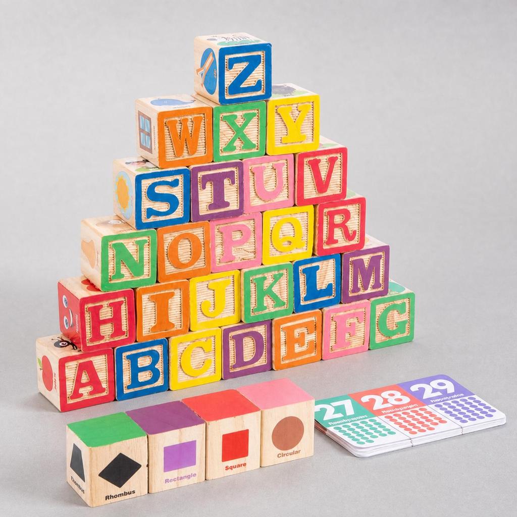 Wooden Letter Number Block Set Tactile Matching Game Smooth for Preschoolers