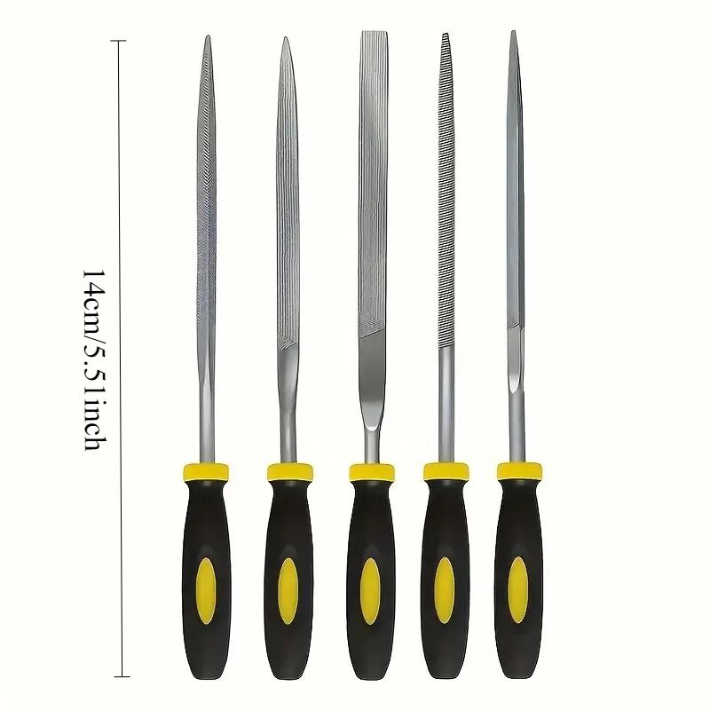 Heavy-Duty Carbon Steel File Kits | Flat, Triangular, Semi-Circular, Large Round, and Precision Needle Files with Wire Brushes