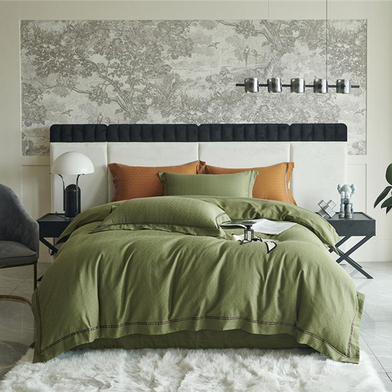 Pure Lust Style Cotton Type A Washed Long-staple Cotton Jacquard Four-piece Set 100 Count Four-piece Set