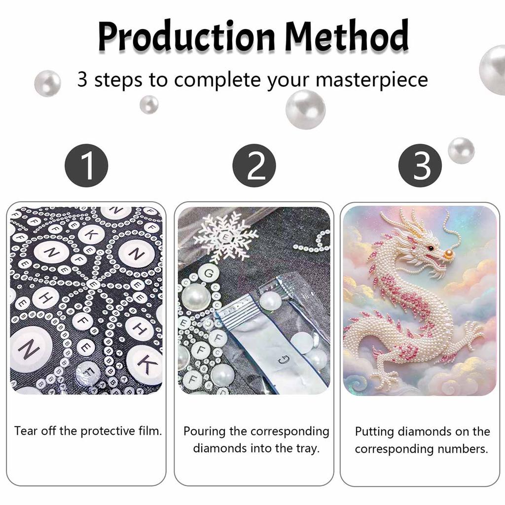 Dragon Pearl Kit 5D DIY Round Rhinestone Art Craft for Adults Home Wall Decoration Beginner Friendly Frameless Design