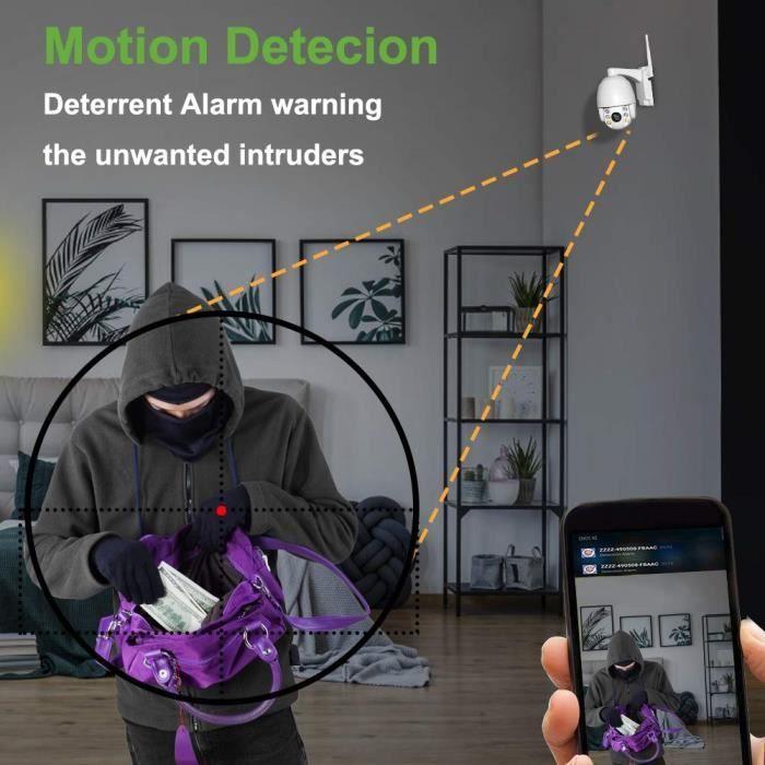 PTZ Dôme Caméra De Surveillance WiFi Extérieure Aottom 1080P Caméra De Sécurité WiFi, Caméra IP Sans Fil, Audio Bidirectionnel, Déte