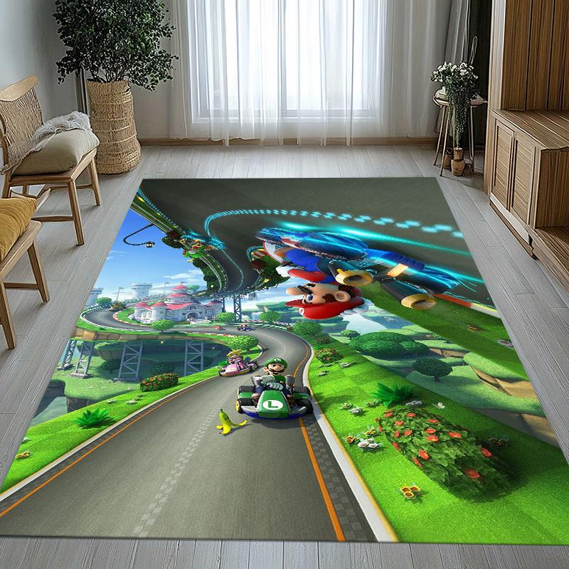 Tappeto Retro M-Mario Bros Gioco Cartone Animato Soggiorno Antiscivolo Tappeto Morbido per Camera da Letto Stanza dei Giochi dei Bambini Divano, Tappetino Decorazione Casa Regalo