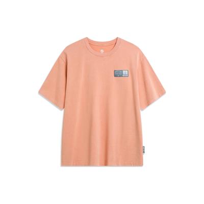 Li Ning Badfive Solid Loose Short Sleeve T-Shirt Unisex Tops Sunset-Orange AHST295-4