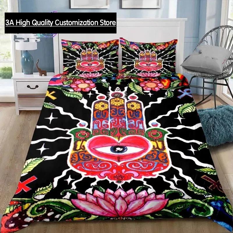 Hamsa Hand Bohemia Bedding Set Single Twin Full Queen King Size Bed Set Adult Boys Bedroom Fatima Hand Bed Linen Lucky Hand