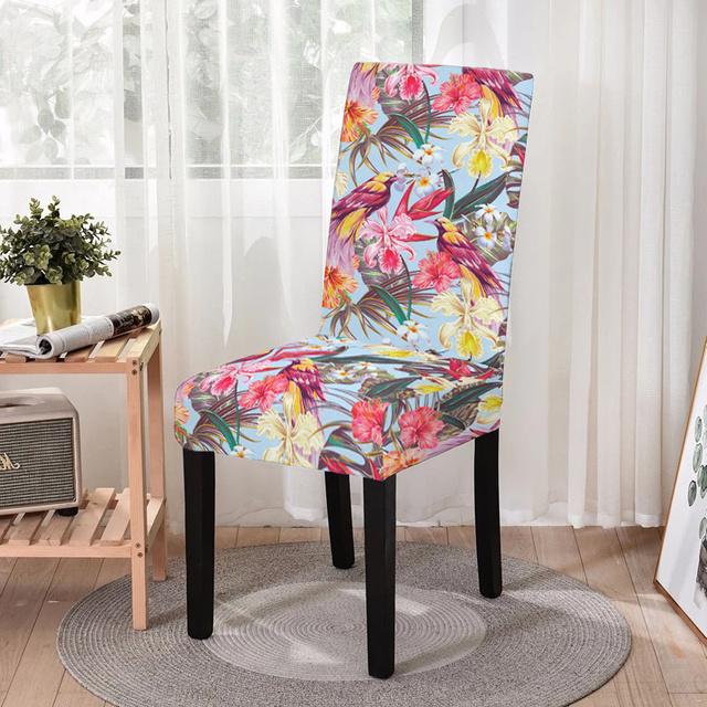 Floral Dining Chair Cover Spandex Elastic Chair Slipcover Case Stretch Chair Covers For Wedding Hotel Banquet Housse De Chaise