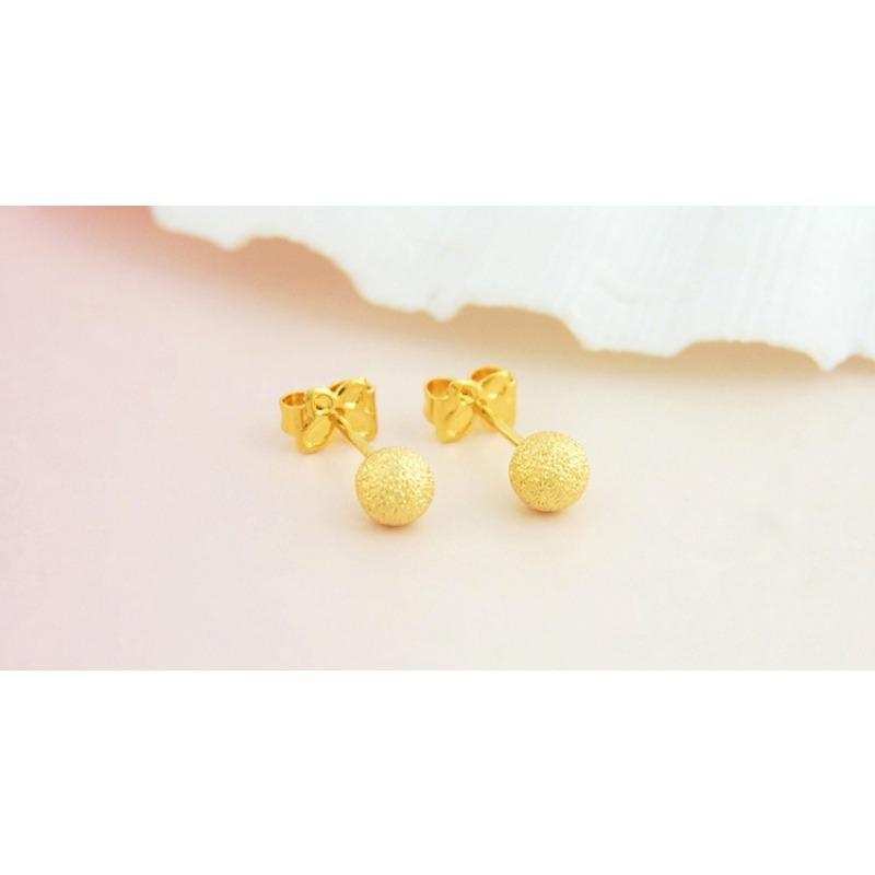 Matte Gold Stud Earrings for Women Round Bead Earrings Gold Plated Unisex Classic Style Versatile Gift Kosher Jewelry Accessories