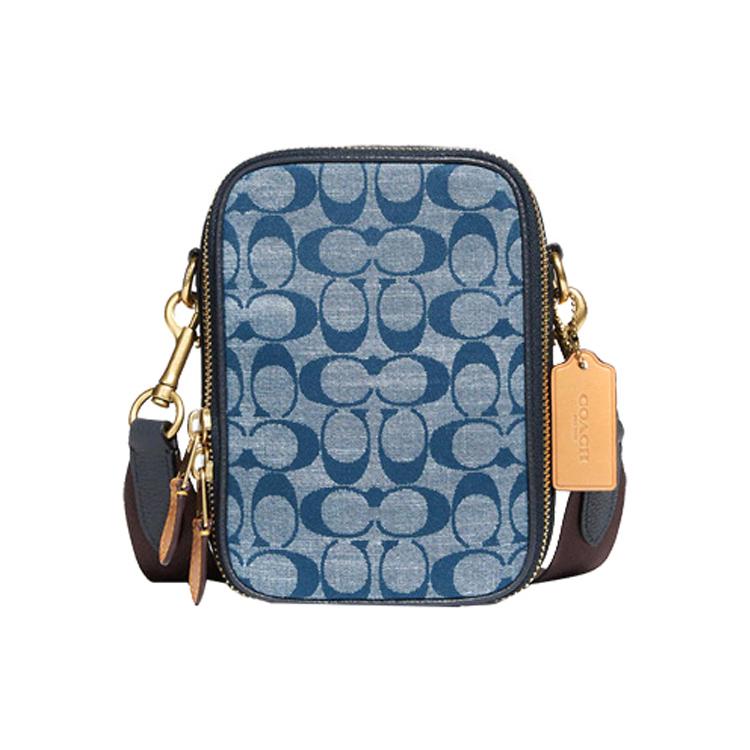 New COACH Stanton Canvas With Denim And Leather Shoulder Bag, Crossbody Bag Mini Men's C8235-B4EI
