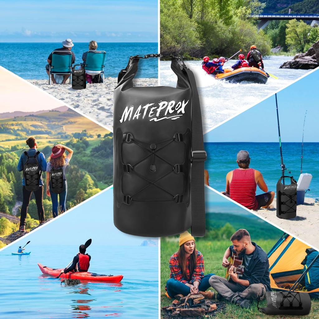 MATEPROX Waterproof Dry Fully Large Includes Waterproof Perfect for and Outdoor Activities Bag, 10L/20L Drum-Shaped, Waterproof, Foldable,