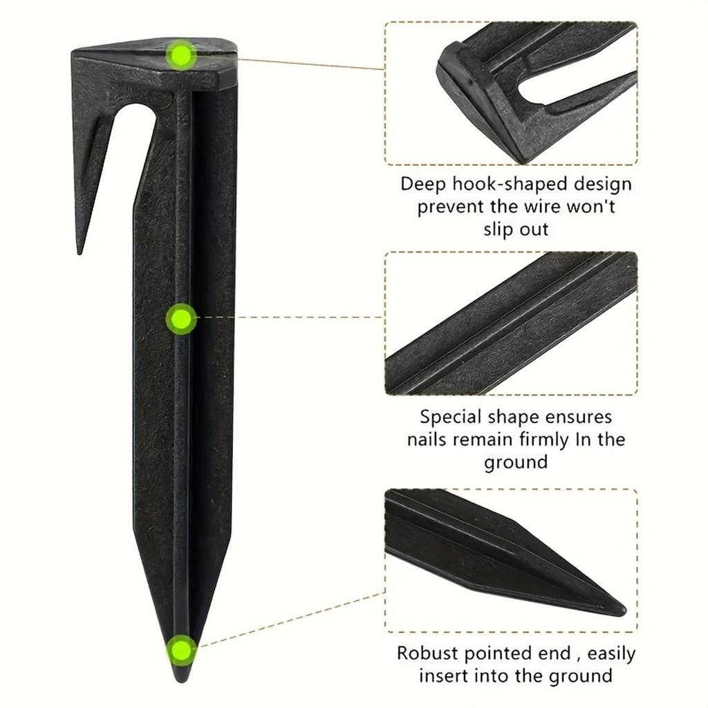 Plastic Garden Stakes for Lawn Edging Cable Fastening Durable Landscape Pins for Boundary Marking and Wire Securing with Sharp Point Design