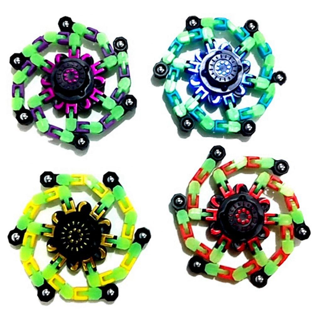 

4Pcs Fidget Spinners Glow in The Dark Fingertip Gyro DIY Deformable Robot Funny Sensory Toys Decompression Spinner Party Favors