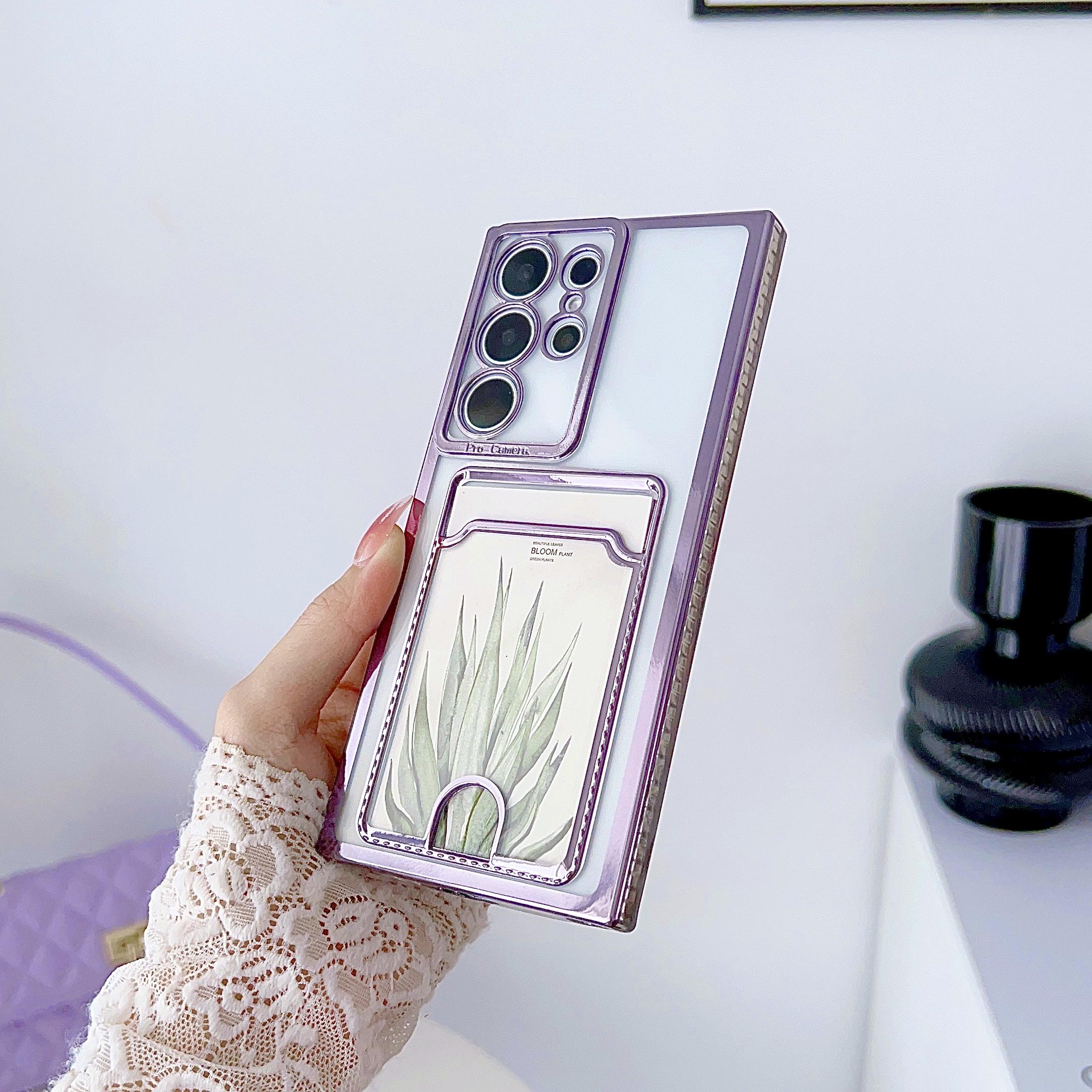 

Clear Plating Wallet Card Slot Soft Case For Samsung S25 S24 S23 S22 S21 Plus Ultra S20 FE A56 A36 A26 A16 A06 A55 A35 A25 A15 For Samsung S23Plus