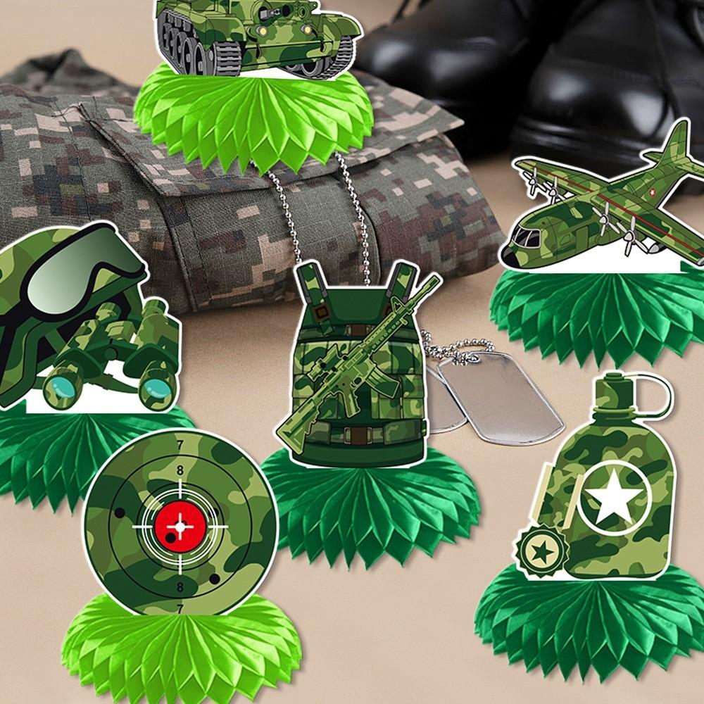 Style Honeycomb Military Tabletop Decor For Kids Party Venue Decorations Event
