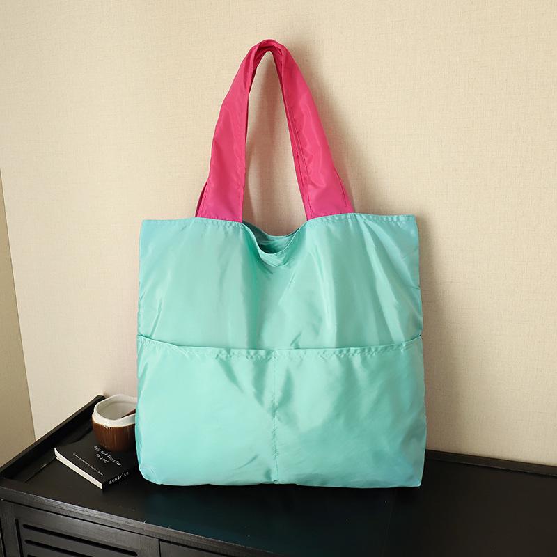 Japanese-Style Foldable Cloud Bag: Portable, Large-Capacity, Waterproof Shoulder & Handheld Grocery Bag with Zipper.