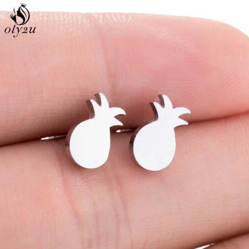 Bohemia Plant Stainless Steel Earrings Women Apple Cherry Leaf Mushroom Flower Stud Earring Piercing Jewelry