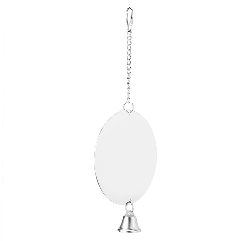 Stainless Steel Pet Bird Cage Mirror with Bell Parrot Playing Hanging Biting Toychain Type