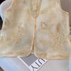 Medium Vest Vest Organza Retro Sleeveless Vest Thin Embroidered Vest Women's Summer