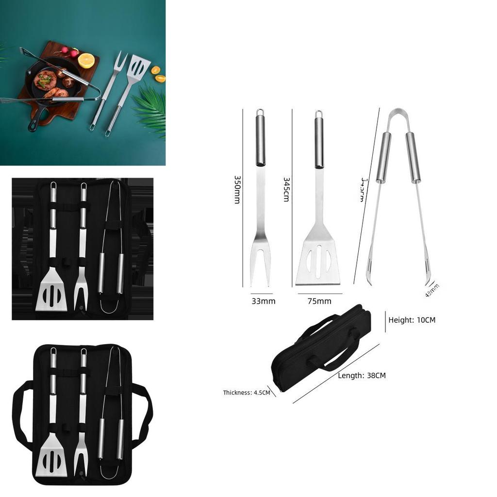 Ensemble d'outils BBQ en acier inoxydable de qualité supérieure pour l'extérieur et la maison Comprend une pince, une fourchette et une spatule