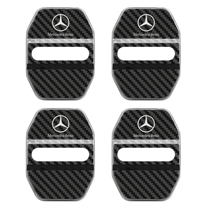 4Pcs Car Door Lock Cover Stainless Steel Protection Accessories For Mercedes Benz AMG A B C E S G Class W201 W210 W108 W205 W203 Interior Mirrors 6