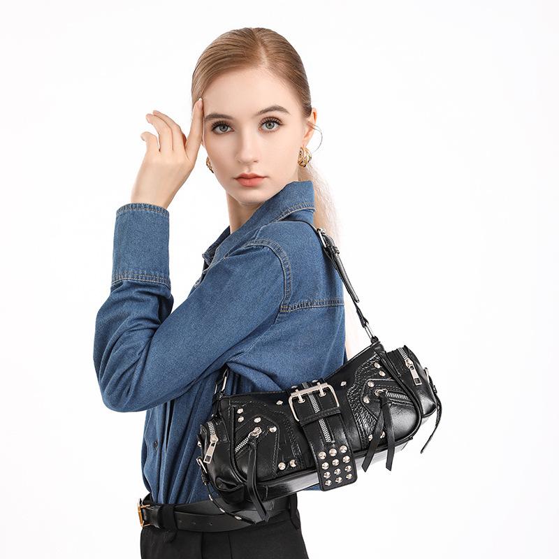 Street Fashion Handbag, Niche Design, Hot Girl Casual Single-shoulder Commuter Motorcycle Bag