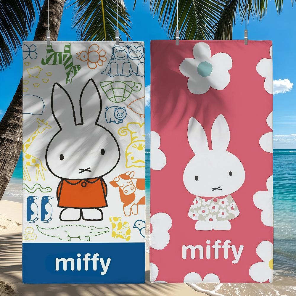 Cartoon M-miffy Towel Quick Drying Beach Towels Are Suitable For Swimming Pools Camping Yoga And The Gym