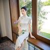 New Chinese style improved temperament cheongsam 1011 new summer young girl beige retro style high sense