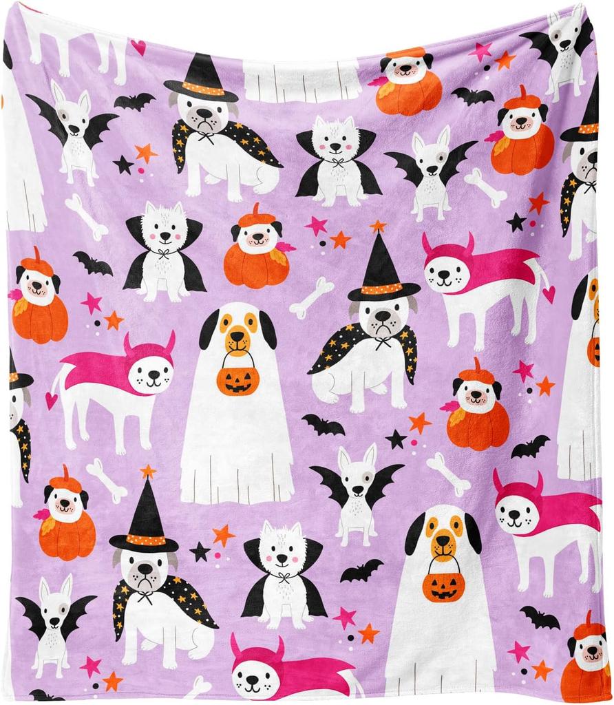 Halloween Blanket,Halloween Pink Pumpkin Ghost Mushroom Fleece Blankets,Fall Thanksgiving Farmhouse Gifts for Women Flannel Thro