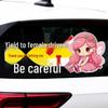 Reflective Cute Cartoon Text Sticker: 'Yield To Female Drivers' - Waterproof Rear Windshield Accessory