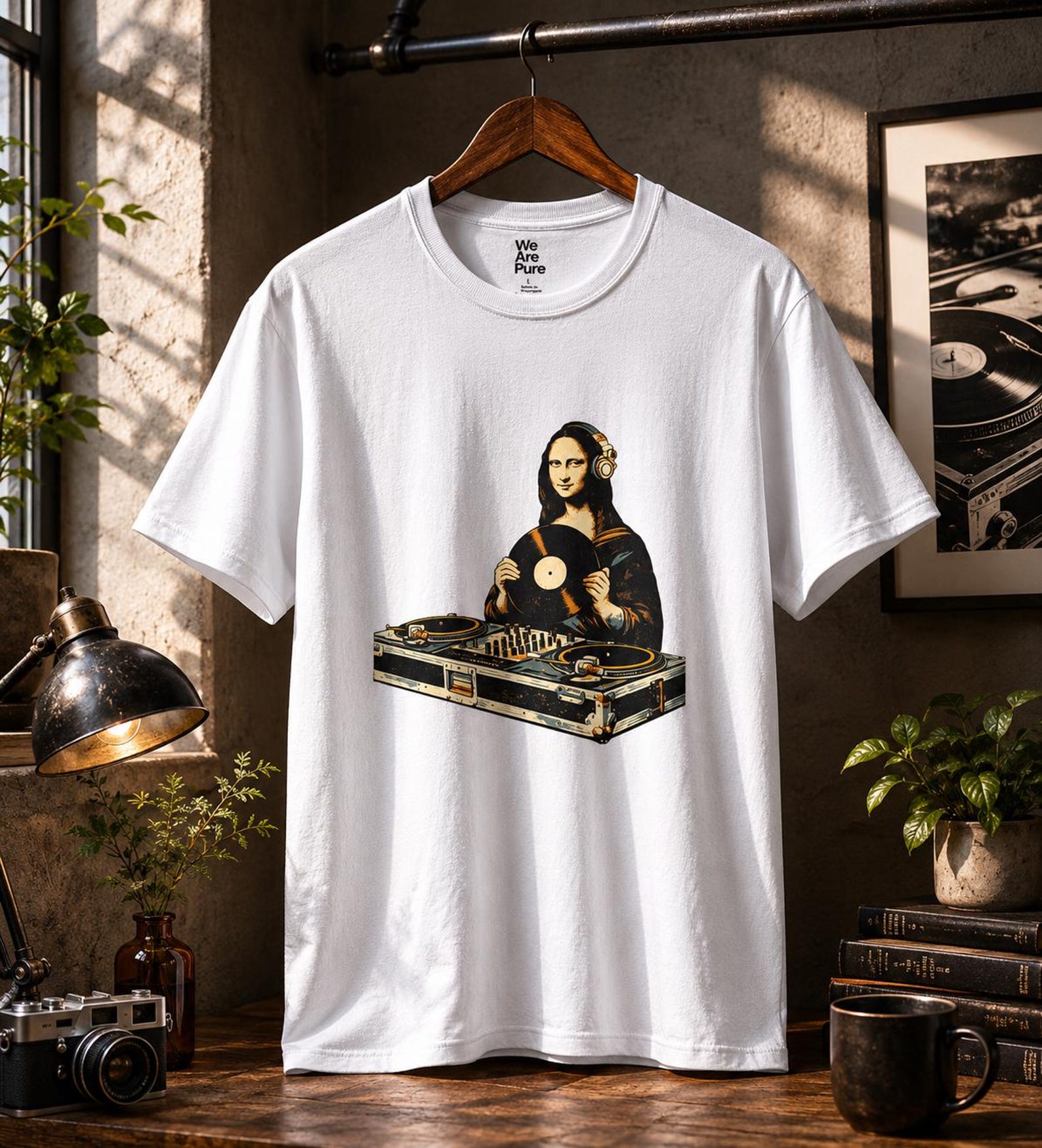 Funny DJ Mona Lisa T-Shirt, Vintage Music Graphic Tee | WEAREPURE™ 3XL
