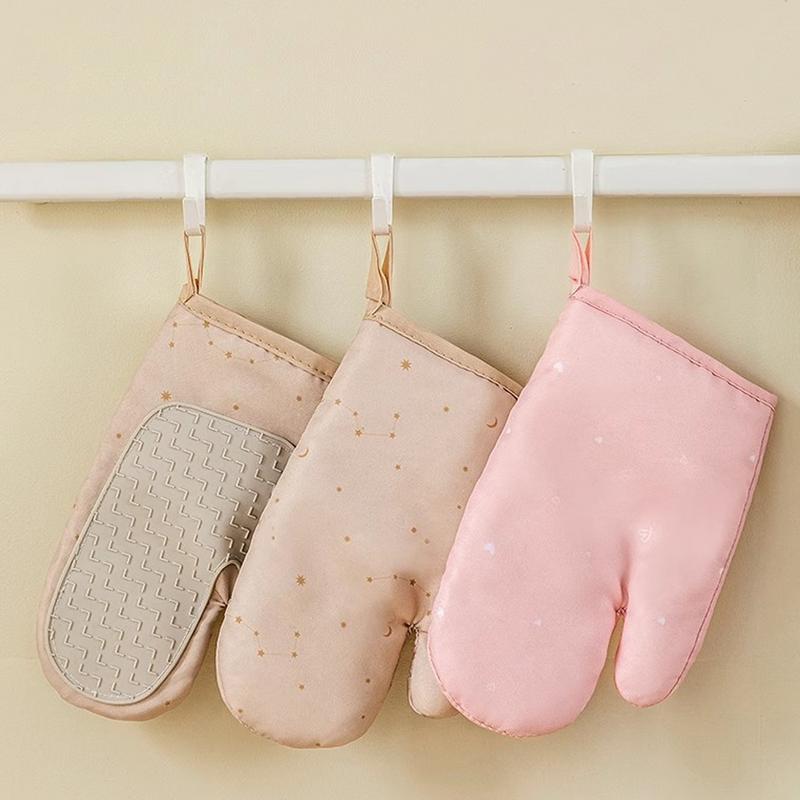 Oven Gloves Cooking Mitts Heat Resistant Kitchen Gloves Silicone Non-Slip Potholder with Soft Lining Waterproof Hand Protection