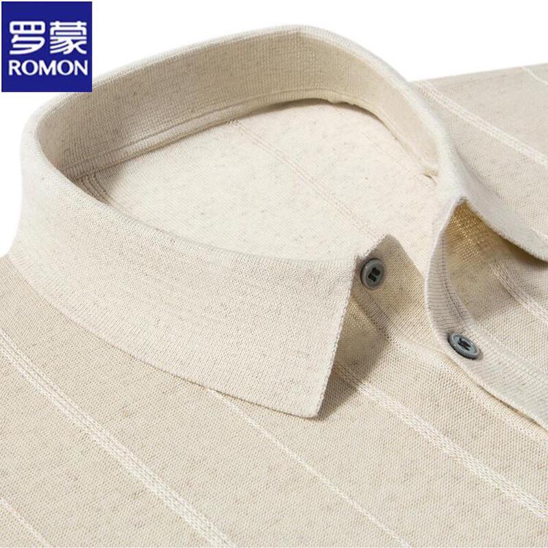 ROMON Men's Knitted Linen Blend Polo Shirt