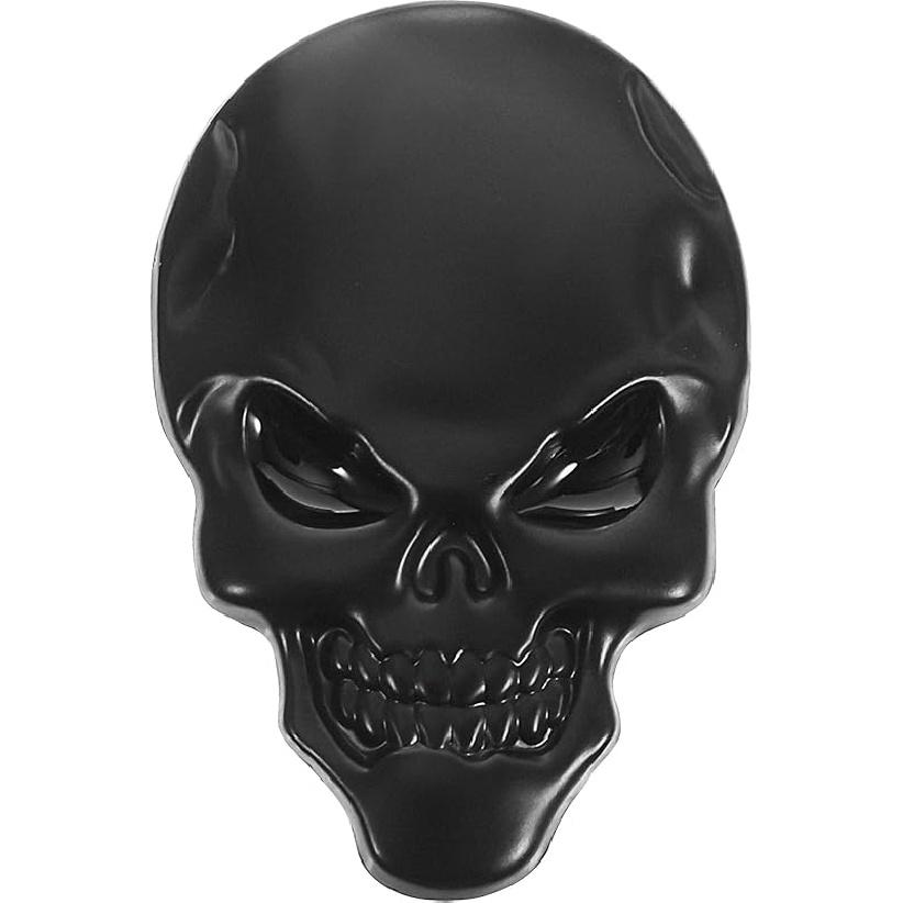 Skull Car Emblem Decal Metal Sticker Emblem Decal Motorcycle Car Skull Accessories (Silver)