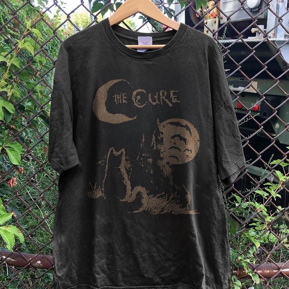 The Cure Cat T-Shirt 90s Alt Indie Rock Black Unisex Tee S-5XL M