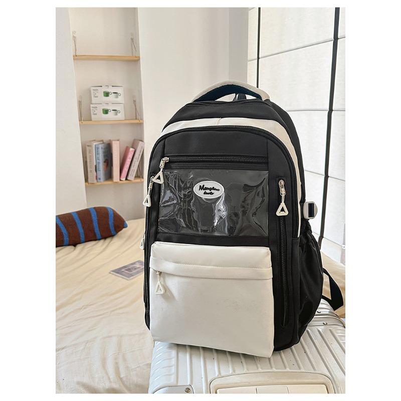 High value, fresh and sweet, contrasting color splicing backpack, casual and lightweight backpack for junior high school students