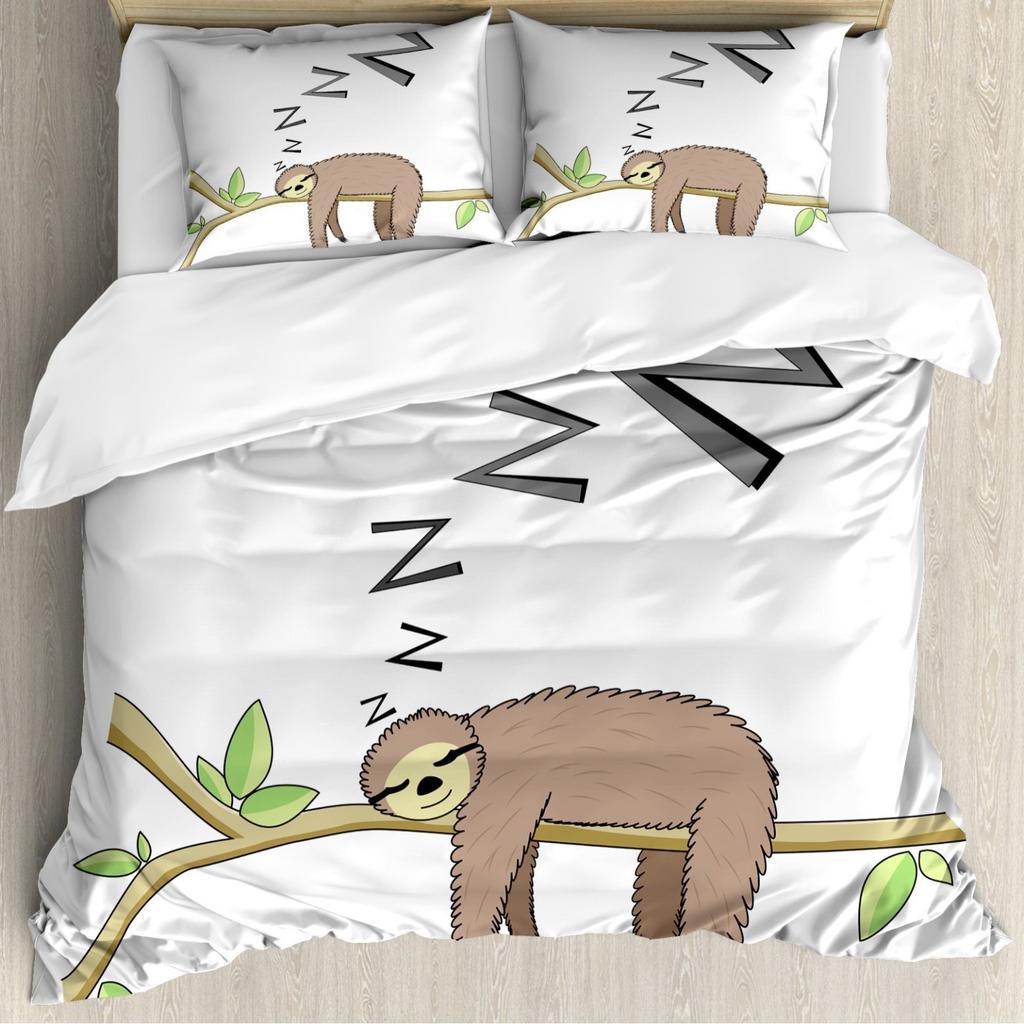 Sloth Starry Sky Duvet Set Three-Piece Children'S Room Decorative Bedding Set