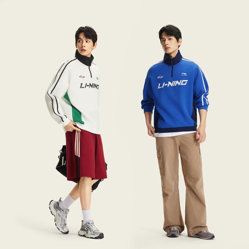 Li-Ning Antibacterial Stand Collar Logo Sweatshirt Unisex sweatshirt AWDW359-1