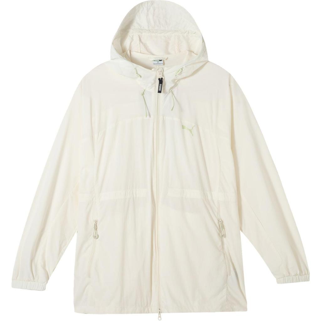 PUMA Solid Color Casual Lightweight Woven Hooded Jacket Women tops White 628375-65