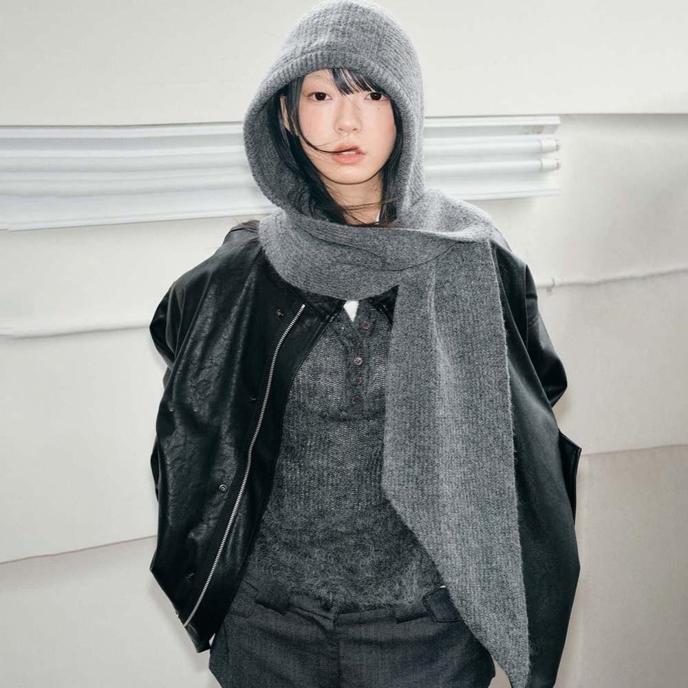 Triangular Knitted Hooded Cap Soft Winter Neckerchief Hat Fashion Neck Collar Beanies Cap  Women