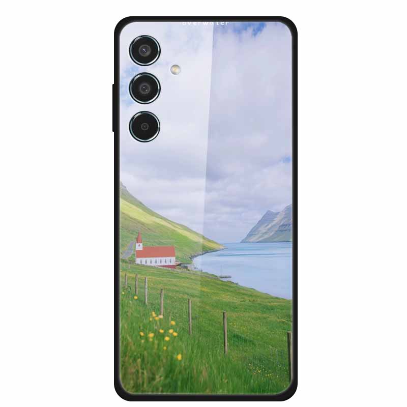 Glass Cellphone Case For Samsung Galaxy M35 Hard Plastic Back Cover For Samsung M 35 Flowers Painted Cases Fundas Shell Shield
