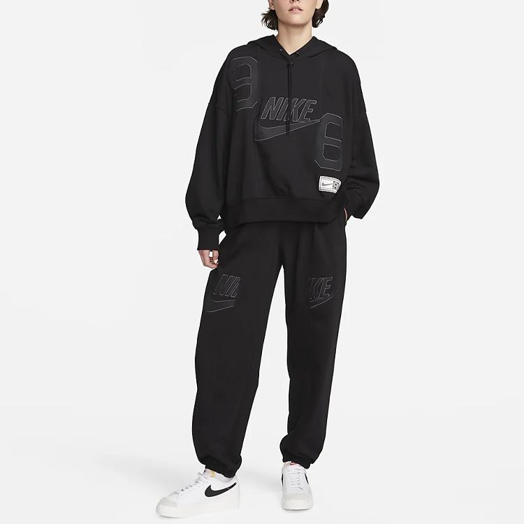 Nike Παντελόνι Φόρμας με Λογότυπο και Ρεβέρ Γυναικείο Κάτω Μέρος Μαύρο DV8089-010