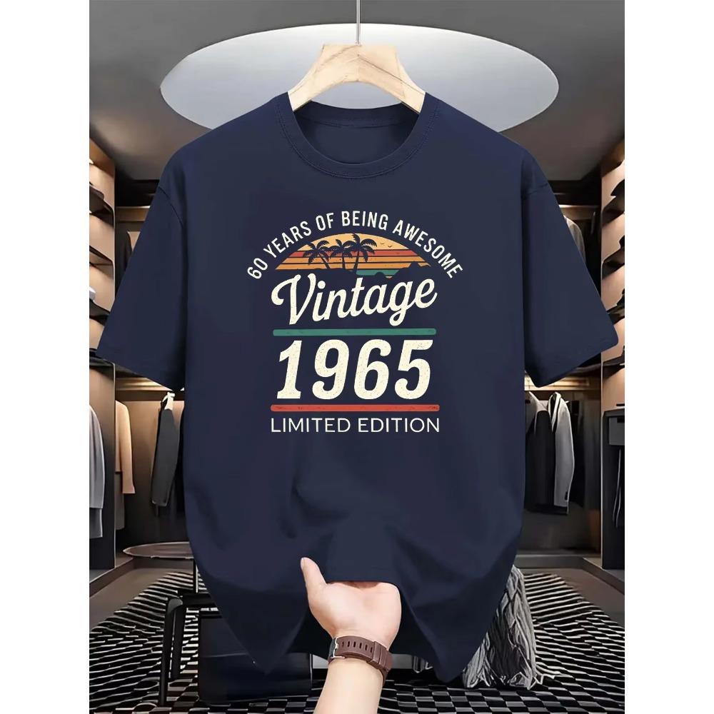 Men's Summer 100%  Fashionable Casual Loose 60 Year Great Pattern T-shirt Limited Edition 1965 Retro T-shirt