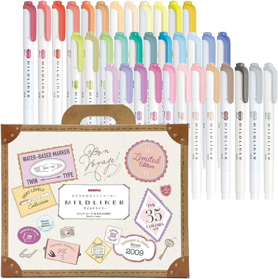 

Zebra Mildliner Highlighter Gift Box Pens, 35-Color Set, Included, WKT7-35C