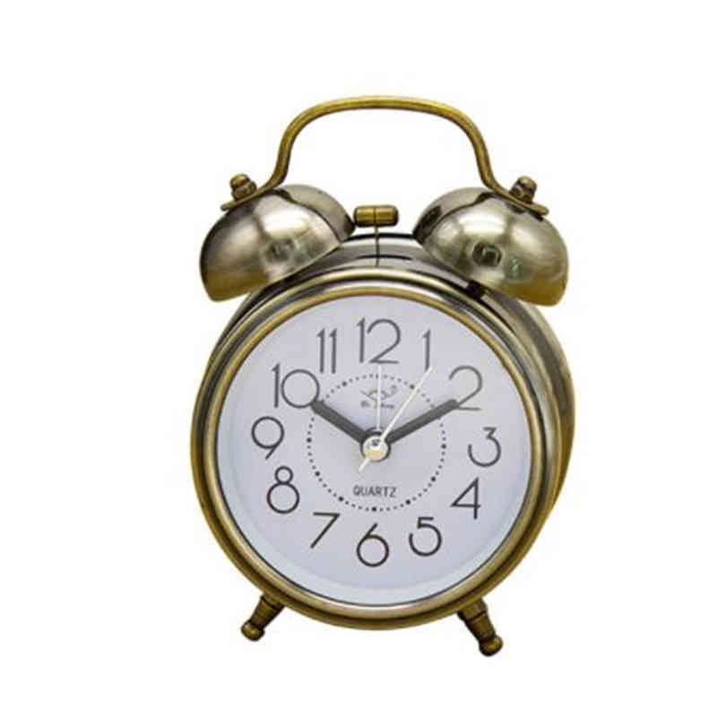 Alarm Clock Vintage Retro Silent Pointer Clocks Playing Bell Loud Alarm Clock with Light
