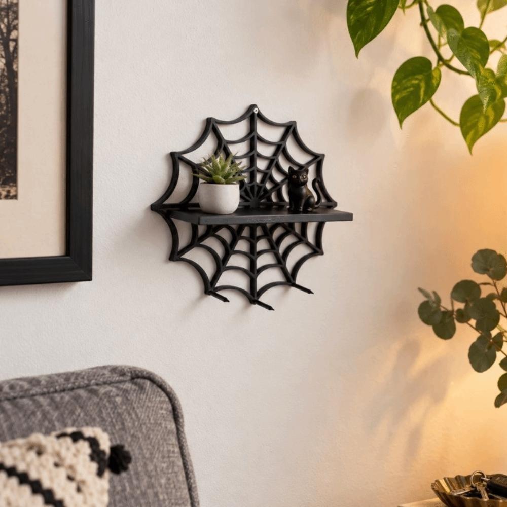 3D Printing Halloween Floating Shelf Black Plant Display Stand Wall Storage Rack  Living Room